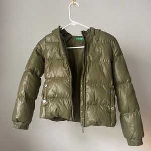 Vintage Benetton Green Puffer Jacket Kids